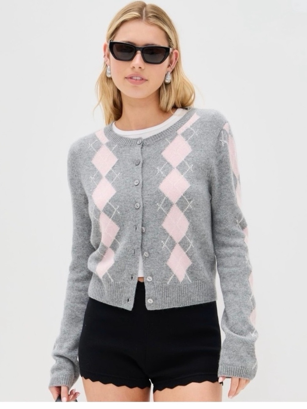 Reformation Clara Cashmere Crew Cardigan Sweater